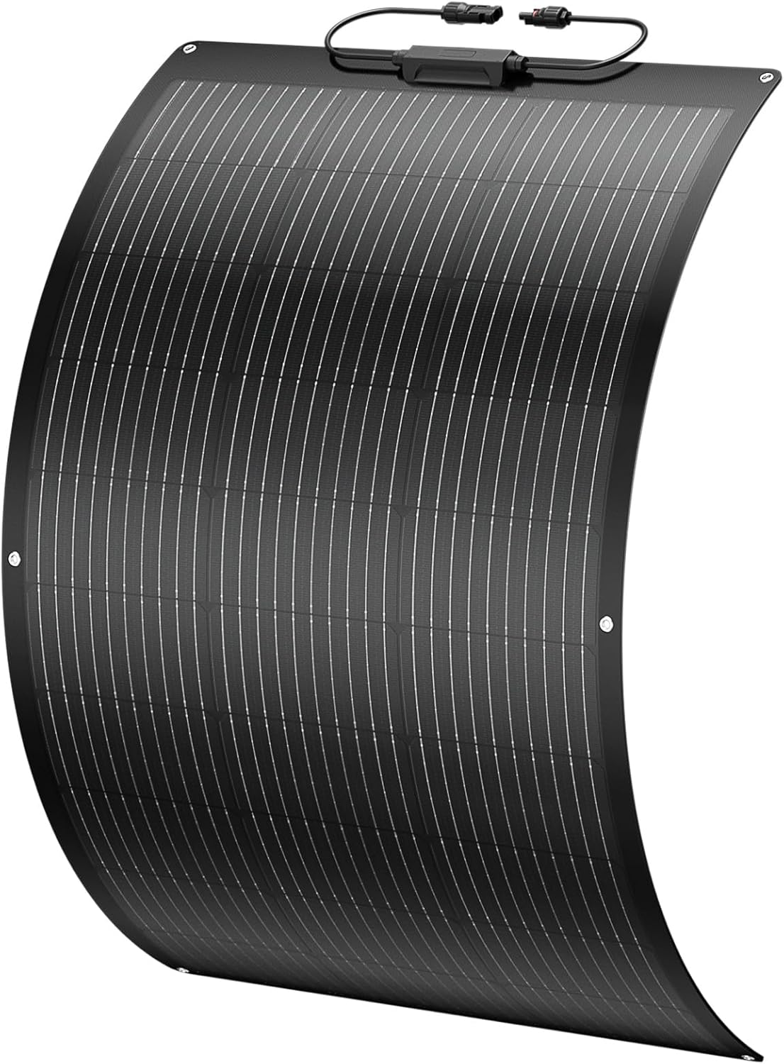 **arch 100 watt fiberglass flexible solar panel, portable bendable 12 volts 10bb mono cell for rv camping home boat marine curve surface black