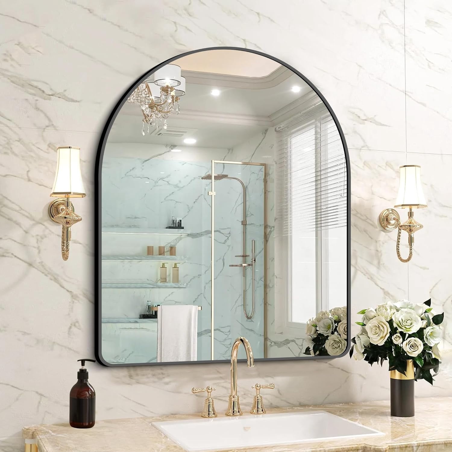 arched bathroom mirror 30x36 inch, bathroom mirror wall mounted modern ...
