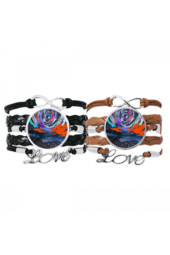 arctic scene star astrology bracelet hand strap leather wristband double set