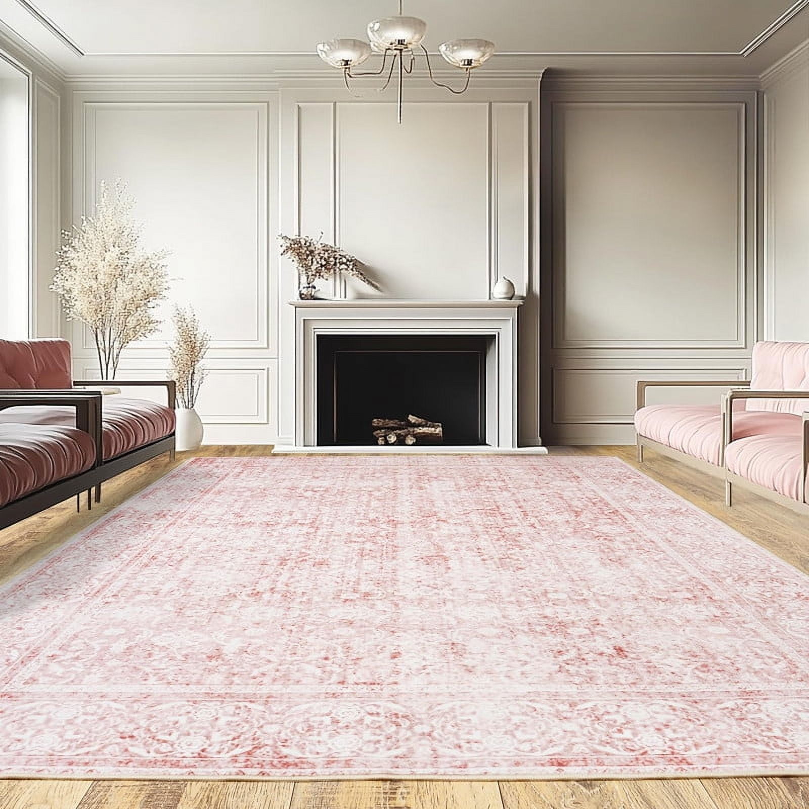 area rug Nursery Rug for Baby Girl Neutral Blush Pink Boho Floral ...