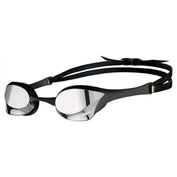 arena Cobra Ultra Racing Swim Goggles for Men and Women, Silver-Black, Swipe Anti-Fog Mirror (NEW)