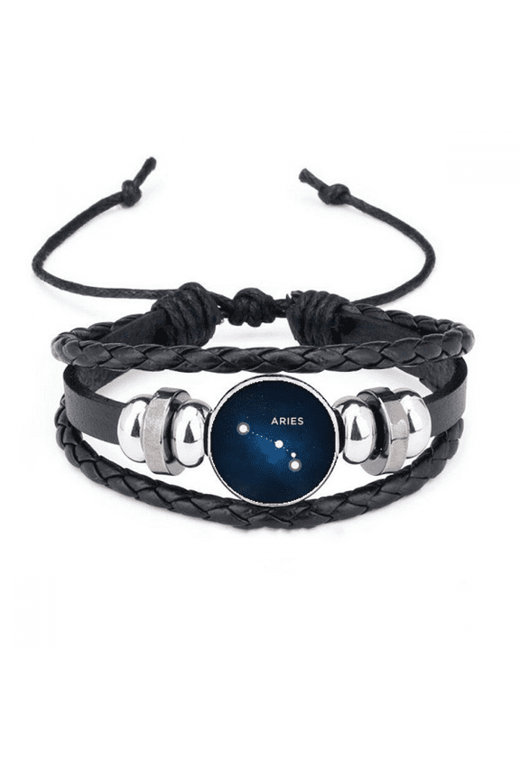 aries constellation zodiac sign bracelet braided leather woven wristband