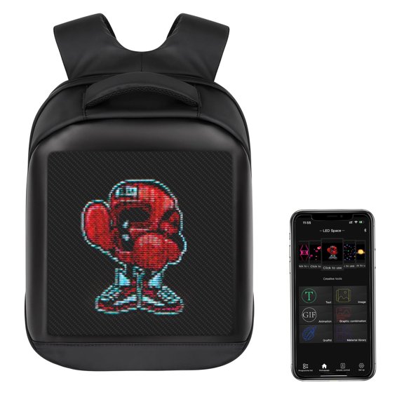 arimepi Led BackpackProgrammable Screen Waterproof BackpackMotorcycle BackpackTravel Laptop Backpack (Fashion Sports), Black, Large capacity, Led Backpack