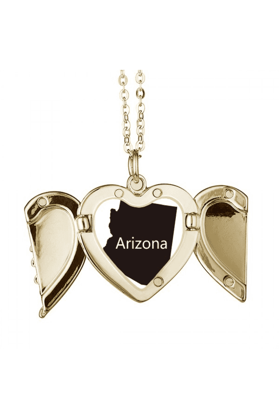 arizona the united states of amemap folded wings peach heart pendant necklace