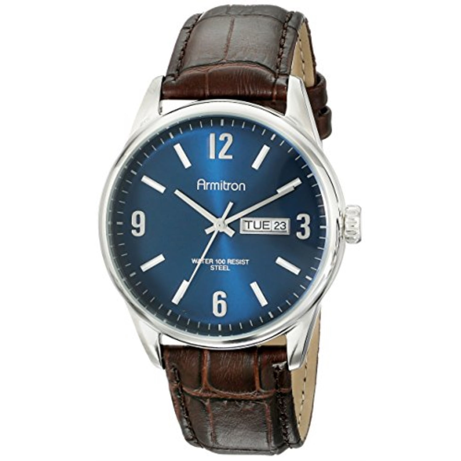 Armitron Orologio Uomo Al Bracciale, Quadrante Blu Navy, Funzione Giorno E Data, Vetro Minerale, Resistente 50m, Modello 20/5398 - 4