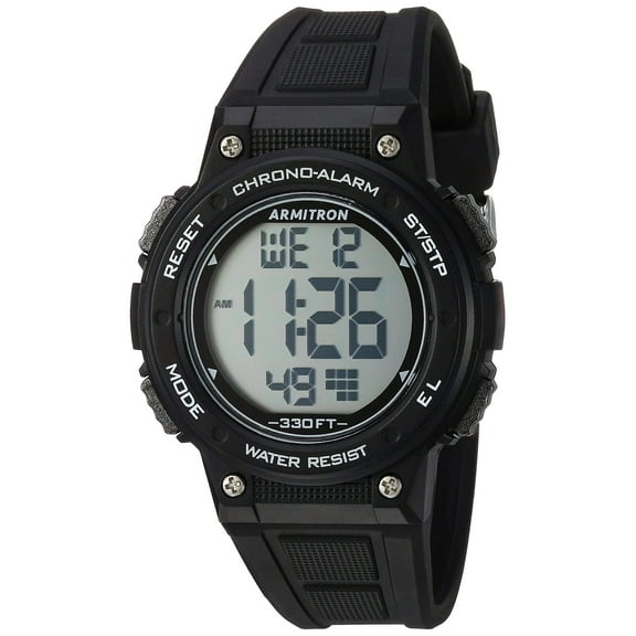 armitron sport women's 45/7086blk digital chronograph black resin strap watch