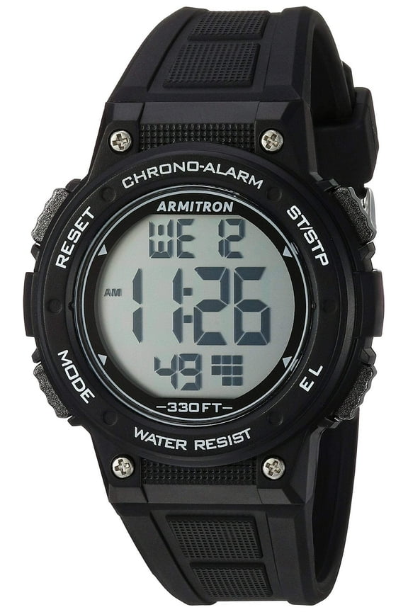 sport women's 45/7086blk digital chronograph black resin strap watch