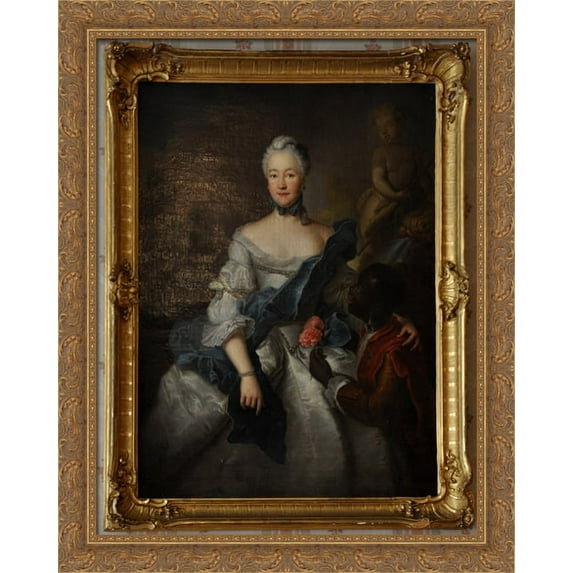 ?aroline of Hesse Darmstadt with her Moors 28x34 Large Gold Ornate Wood Framed Canvas Art by Antoine Pesne
