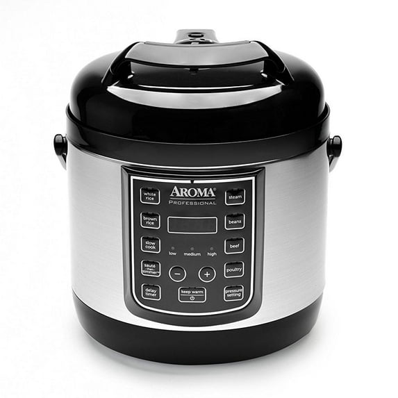 aroma housewares apc-805sb 8 cup cooked, 4 cup uncooked digital cool touch turbo rice pressure cooker, silver