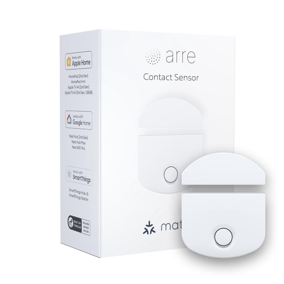 arre Contact Sensor with Matter & Thread Support, Control Smart Home Accessories, Works with Apple Home / Google Home / Samsung SmartThings / Alexa, Door / Garage Sensor