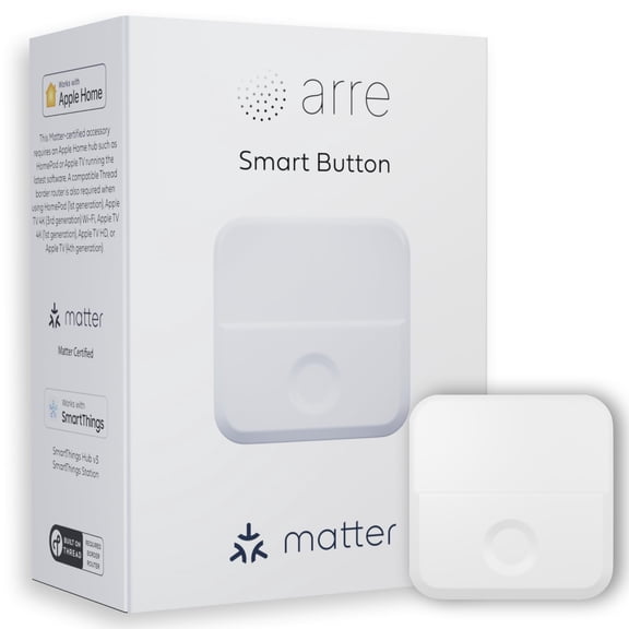 arre Smart Button with Matter & Thread Support, Programmable Wireless Smart Home Scene Controller