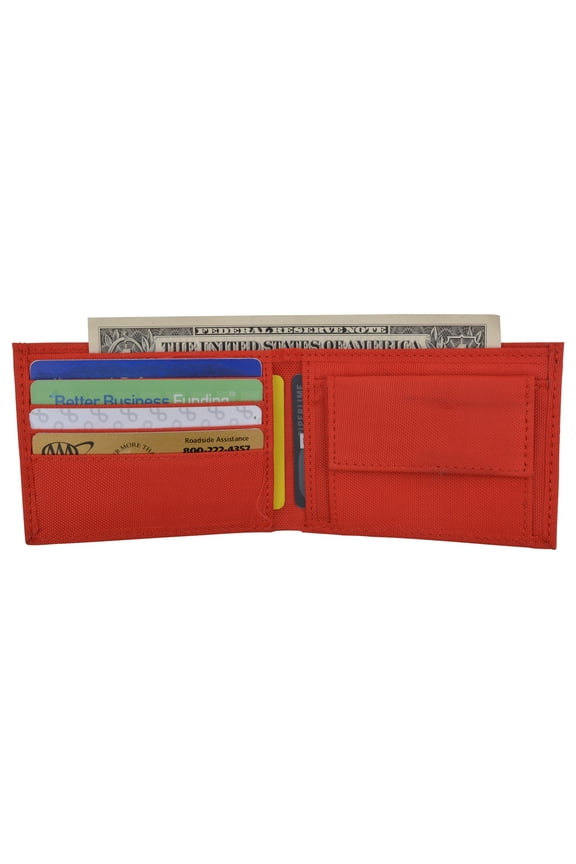arshal Wallet Slim Nylon Bifold Child Unisex Wallet with Coin Pouch, Red