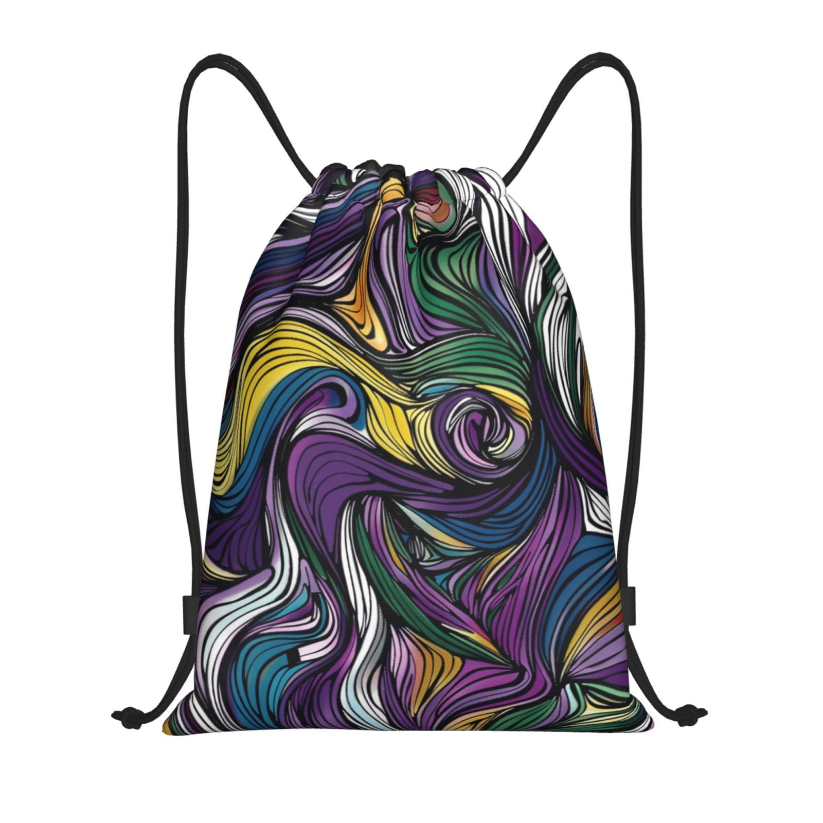 art painting Bohemian drawstring backpack strap bag Fitness bag rope