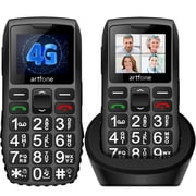 artfone C1+4G, Unlocked Cell Phone for Seniors, Basic Phone with Large Buttons, SOS Button, Loud Speaker, Speed Dial, FM Radio, Charging Dock, Black