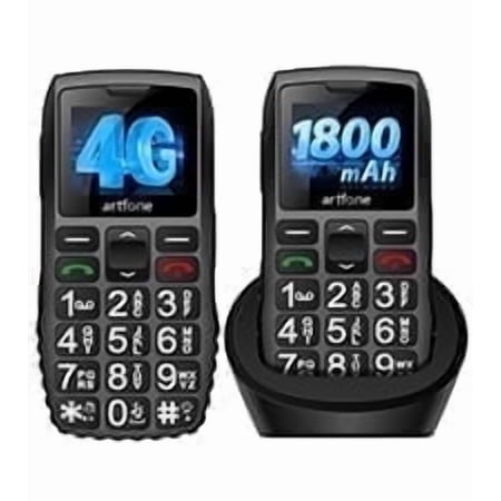artfone C1+4G VoLTE SIM-Free & Unlocked Mobile Phones, Senior Basic Big Button Mobile Phones C1 4G for Elderly People with SOS Alarm Call Button,1800mAh Battery, Torch, FM Radio, USB-C, Black