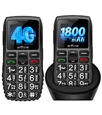 artfone C1+4G VoLTE SIM-Free & Unlocked Mobile Phones, Senior Basic Big Button Mobile Phones C1 4G  for Elderly People with SOS Alarm Call Button,1800mAh Battery, Torch, FM Radio, USB-C, Black