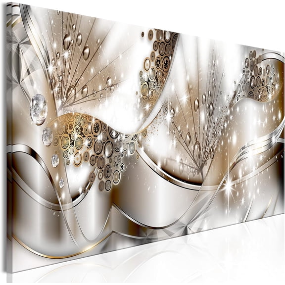 artgeist Textured Canvas Wall Art Abstract 35x12 in - 1pcs Painting Canvas Prints Picture Artwork Image Framed Contemporary Modern Photo Wall Home  Dandelion Beige a-C-0160-b-a
