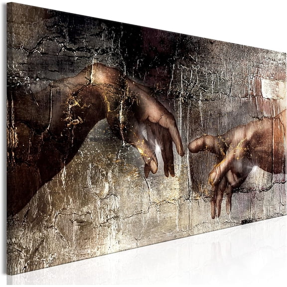 artgeist Textured Canvas Wall Art The Creation of Adam 53x18 in - 1pcs Painting Canvas Prints Picture Artwork Image Framed Contemporary Photo Wall Home Abstract h-C-0229-b-a
