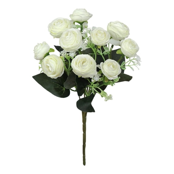 Artificial Flowers Artificial Camellia Rose Bush 10 Heads 5 Branches, Fake Silk Flowers forHome Wedding Centerpiece Vase, Realistic Faux Floral Stem Fake Flowers