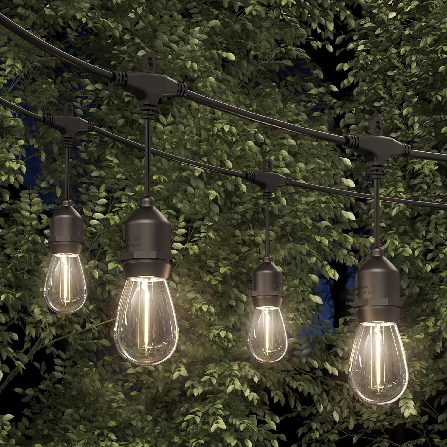 artika Blaze 20 LED Bulbs 42 ft Outdoor Solar String Lights - Dusk to Dawn - Matte Black
