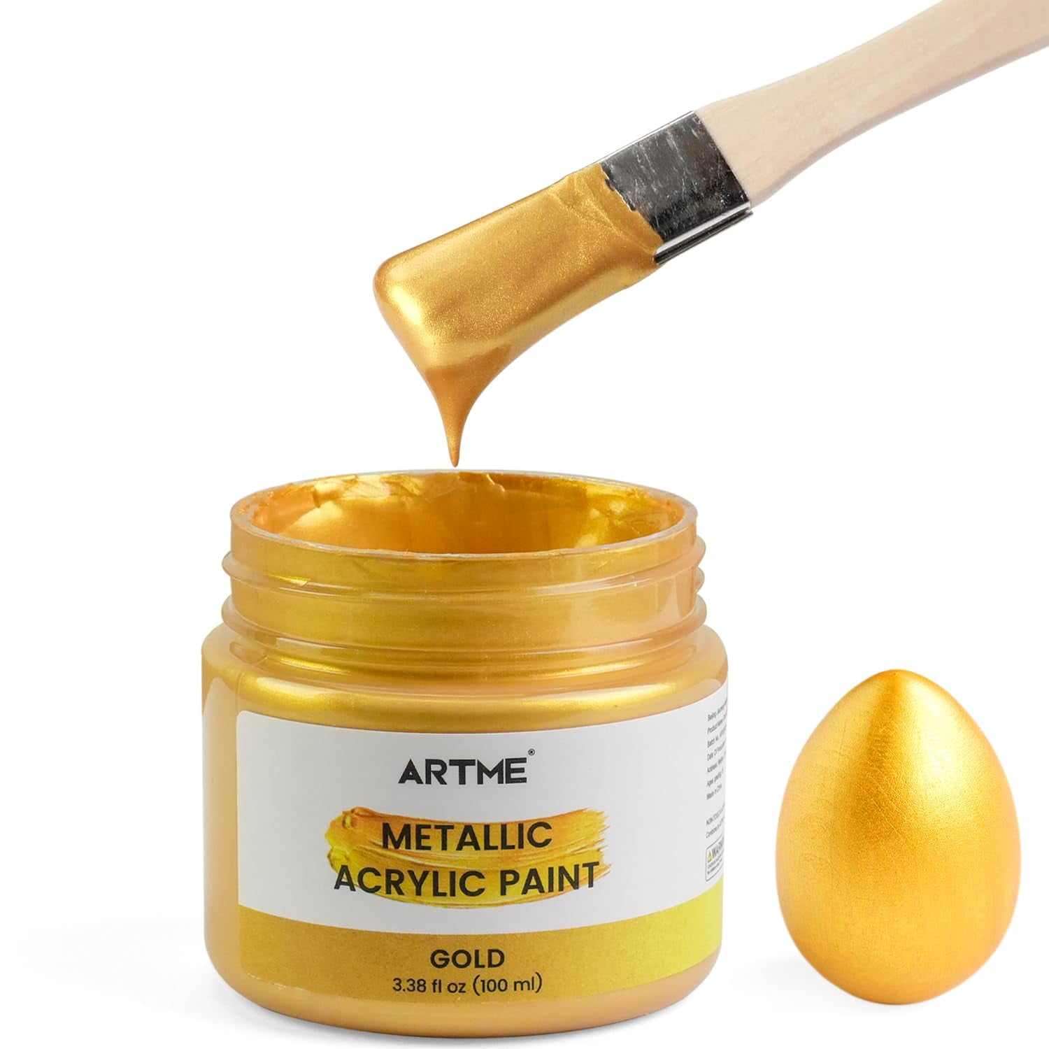 Marabu Decormatt Acrylic Paint - Metallic Gold 784, 15ml Velvet Matte Water-Based Paint