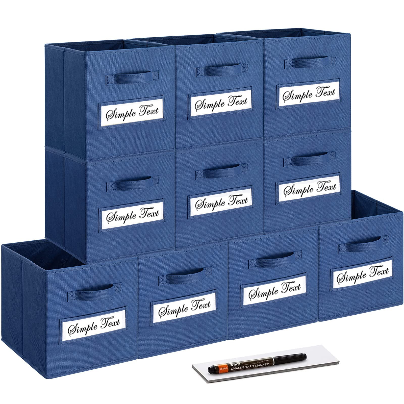 artsdi Set of 10,Foldable YPF5 Cube Storage Bins with 10 Labels Window Cards & a Pen,Baskets