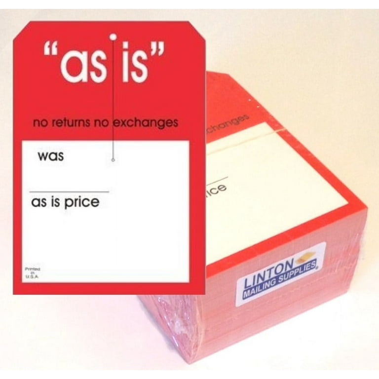 as is - was Large Merchandise Tag w 3.25 Slit, 5 x 7 Cardstock 12 Pt.,  Red and White, 2 Clip Corners - Pack of 250 Tags 