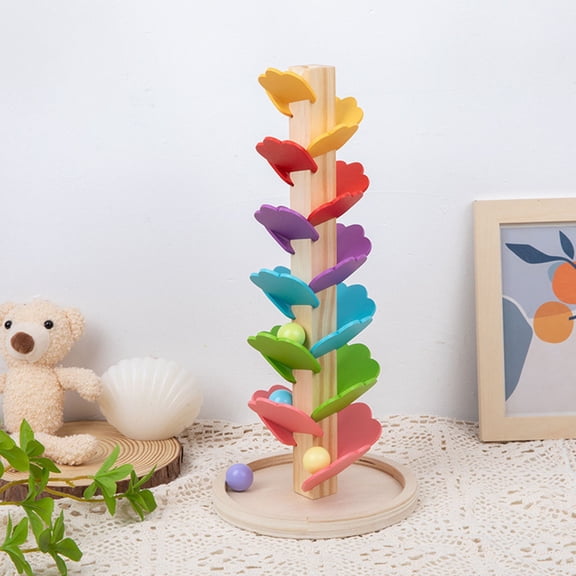 as shown Wooden Musical Tree Toy For Kids Rainbow Drop Stacking Blocks For Nursery Early Education
