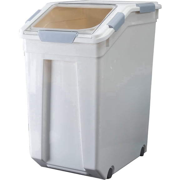 33L Airtight Rice Storage Container with Wheels & Measuring Cup, Adult Use