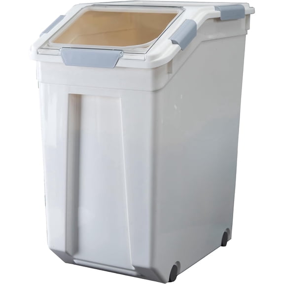33L/50 lbs Airtight Rice Storage Container with Wheels & Measuring Cup, BPA-Free Bulk Food Storage Bin for Rice, Grain, Flour, Pet Food