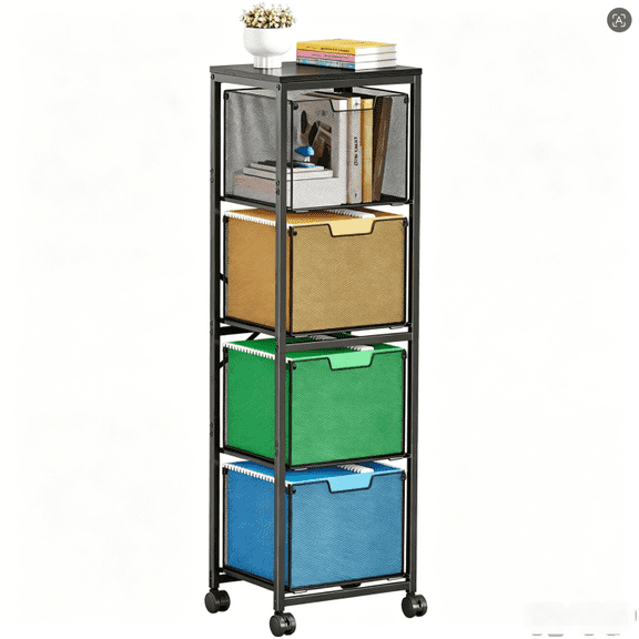 asdfgh 4 Drawers File Cabinet, Vertical Filing Cabinets, Rolling File Cart, Hanging File Folder Organizer with Wheels, Mobile Printer Stand Utility