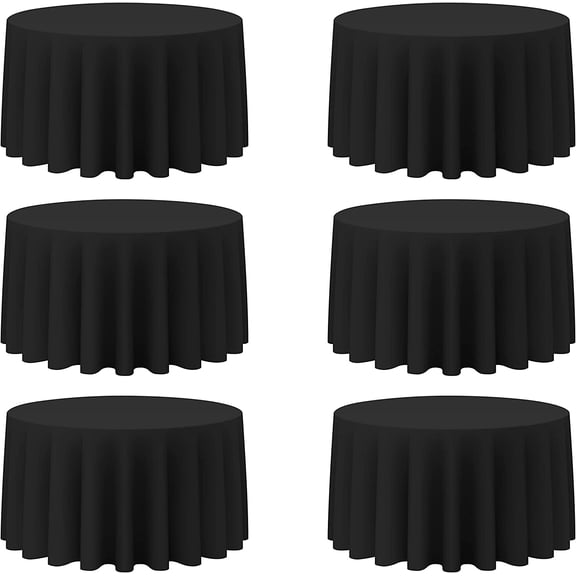 Black 120 in Round Polyester Table Liners, 6 Pack