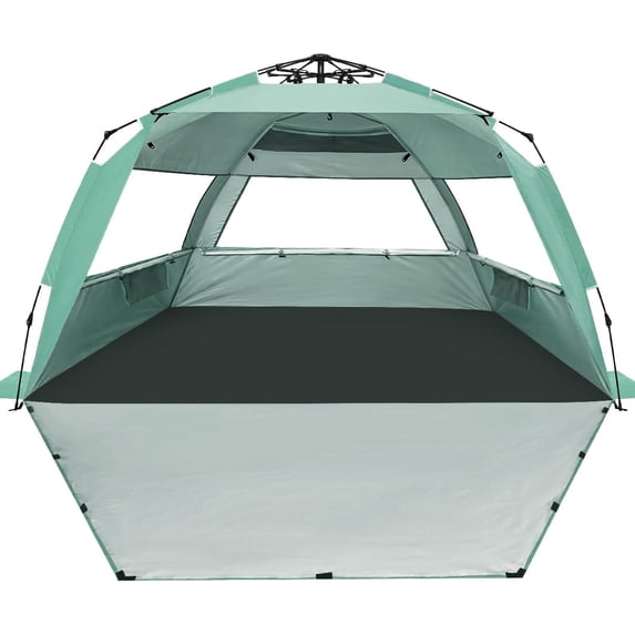 asdfgh Deluxe Pop Up Beach Tent Sun Shade Shelter for 3-4/5-6 Person, UV Protection, Extendable Floor with 3 Ventilating Windows Plus Carrying