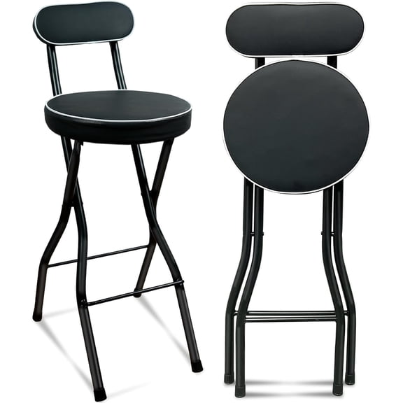 Asdfgh Folding Bar Stool with Backrest, 30" Collapsible Counter Height Stool, Padded Seat Portable Tall Foldable Bar Stool for Kitchen, Home Bar, Party