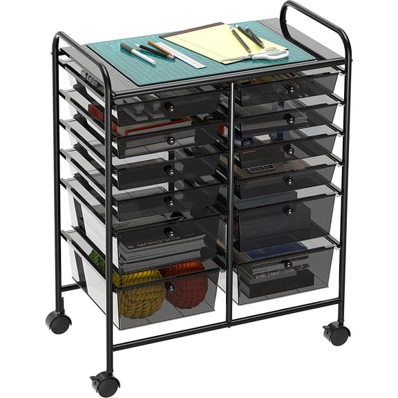 asdfgh Utility Cart with 12 Drawers Rolling Storage Art Craft Organizer on Wheels