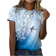 thumbnail image 1 of asdoklhq 2023 Summer Fall Plus Womens Tops,Ladies Tops Clearance,Womens Shirts under $5,Women's Casual Loose Floral Print Crewneck Printed Short Sleeve T-Shirt Tops, 1 of 8