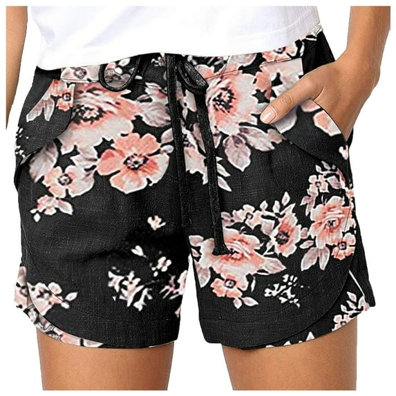 asdoklhq 2023 Summer Fall Shorts for Women Clearance $5, Womens Plus size Womens Plus Size Drawstring Casual Elastic Waist Pocket Loose Solid Shorts Pants