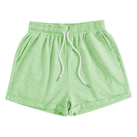 asdoklhq 2023 Summer Fall Shorts for Women Clearance $5, Womens Plus size Women's Solid Casual Loose Pockets Lacing Drawstring Short Pants