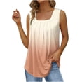 thumbnail image 1 of asdoklhq 2025 Summer Fall Womens Tops Clearance under $5 Women's Fashion Solid Color Square-neck Comfortable Loose T-Shirt Sleeveless Blouse Casual Tops Orange S, 1 of 4
