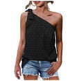 thumbnail image 1 of asdoklhq 2026 Summer Fall Womens Tops under $5 One Shoulder Tops for Women Summer Chiffon Shirts Tie Bow Knot Sleeveless Tank Tops Loose Fit Black S, 1 of 8