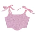 thumbnail image 1 of asdoklhq 2026 Summer Fall Womens Tops under $5 Women Casual Sexy Eyelet Lace-up Floral Print Fishbone Court Vintage Corset Straps Tank Top Shapewear Pink XXXL, 1 of 7