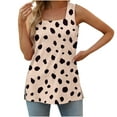 thumbnail image 1 of asdoklhq 2025 Summer Fall Womens Tops Clearance under $5 Women's Fashion Printed Square Neck Comfortable Loose T-Shirt Sleeveless Blouse Casual Tops Khaki L, 1 of 5