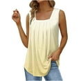 thumbnail image 1 of asdoklhq 2026 Summer Fall Womens Tops under $5 Women's Fashion Solid Color Square-neck Comfortable Loose T-Shirt Sleeveless Blouse Casual Tops Yellow L, 1 of 4