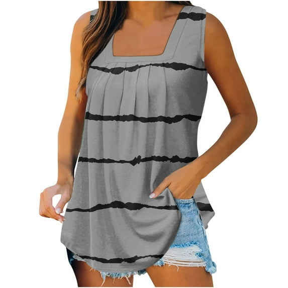 asdoklhq 2026 Summer Fall Womens Tops under $5 Women's Fashion Solid Color V-neck Comfortable Loose T-Shirt Sleeveless Blouse Casual Tops Gray M