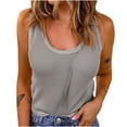 thumbnail image 1 of asdoklhq 2025 Summer Fall Womens Tops Clearance under $5 Women Sexy Casual Slim Fit Round-Neck Ribbed Sleeveless Solid Cami Tank Tops Shirts Gray S, 1 of 5