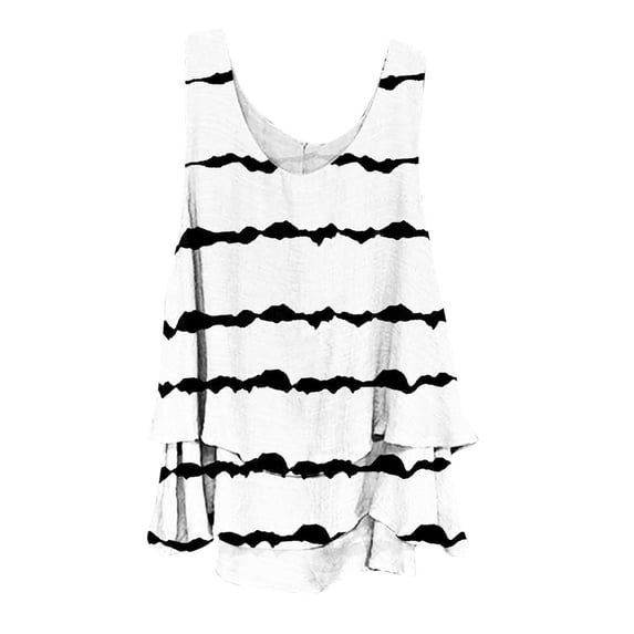 asdoklhq 2025 Summer Fall Womens Tops Clearance under $5 Women's Sleeveless Summer Casual Round Neck Printing Sleeveless Vest Tops Blouse White M