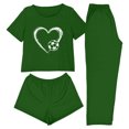 thumbnail image 1 of asdoklhq Bamboo Pajamas for Women 3PCS Women's Home Casual Pants Short Sleeves Tops and Shorts Pajamas Set Green XS, 1 of 7