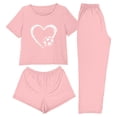 thumbnail image 1 of asdoklhq Bamboo Pajamas for Women 3PCS Women's Home Casual Pants Short Sleeves Tops and Shorts Pajamas Set Pink XL, 1 of 8