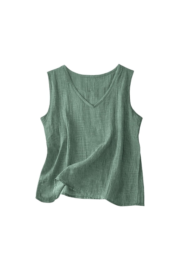 Basic Tank Tops Lounge Tops Loose Fit Blouse House Tees Women's Fashion Summer Leisure Tank Solid Green XL