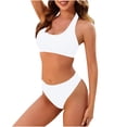 thumbnail image 1 of asdoklhq Bathing Suit for Women 2 Piece Bikini Swimsuits Women Solid Backless Bikini Bandage Two-Pieces Swimwear Swimsuit Beachwear Set White 2X, 1 of 8